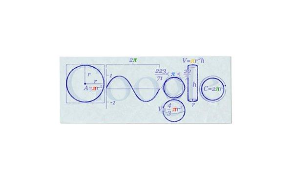 14 Mart 2010 tarihinde Google tarafından Pi sayısı günü için paylaşılan Doodle.