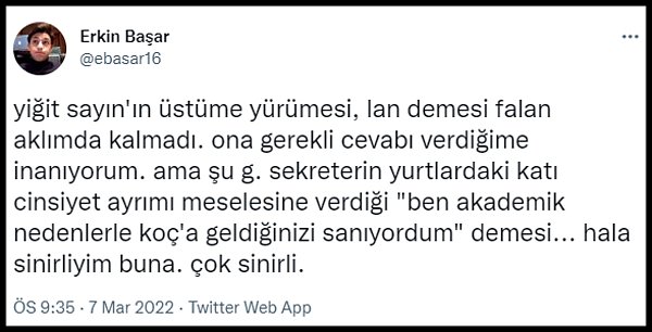 Öğrenci Erkin Başar söz konusu anları Twitter hesabından paylaşarak şunları yazdı: 👇