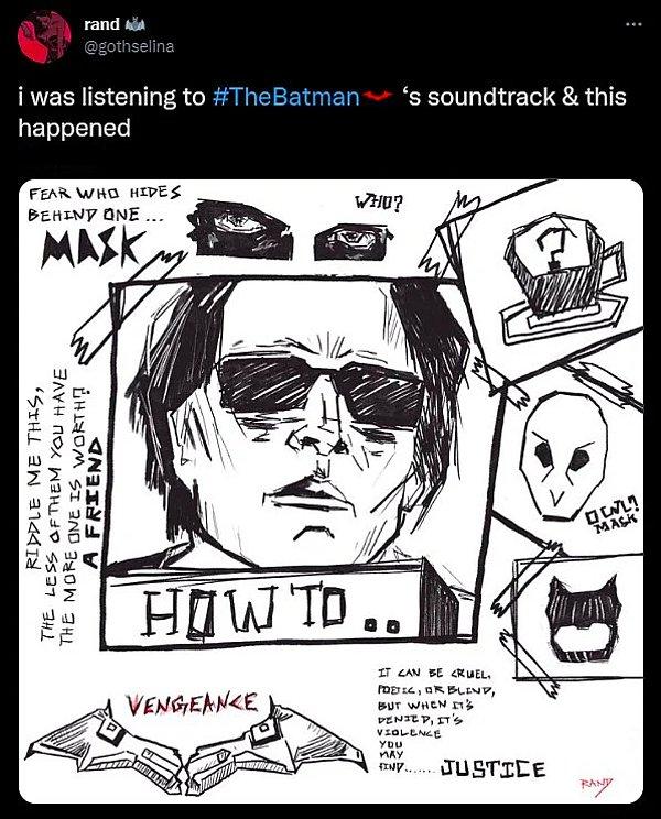 THE BATMAN filminin film müziğini dinlerken şarkıların içine çekilen çizerler...