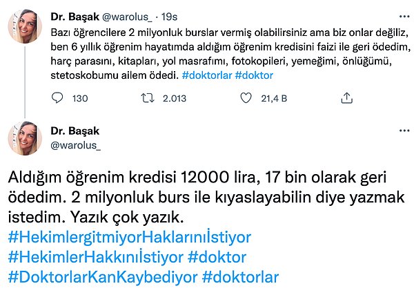 "Devletin parasıyla okudunuz" söylemlerine de ayrıca tepkiler var.