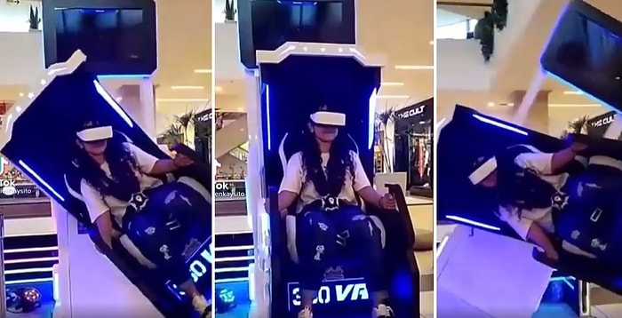 Biraz Fazla mı Gerçek Olmuş? Bindiği Sanal Gerçeklik Platformu Çöken Kadının Korku Dolu Anları