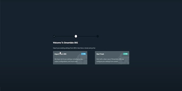 Eğer daha önce OBS kullandıysanız kullanıcı tercihlerinizi Streamlabs'e tek tıkla aktarabilirsiniz.