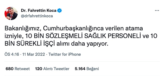Sağlık Bakanlığı 10 Bin Sözleşmeli Sağlık Personeli ve 10 Bin Sürekli İşçi Alımı Yapacak!