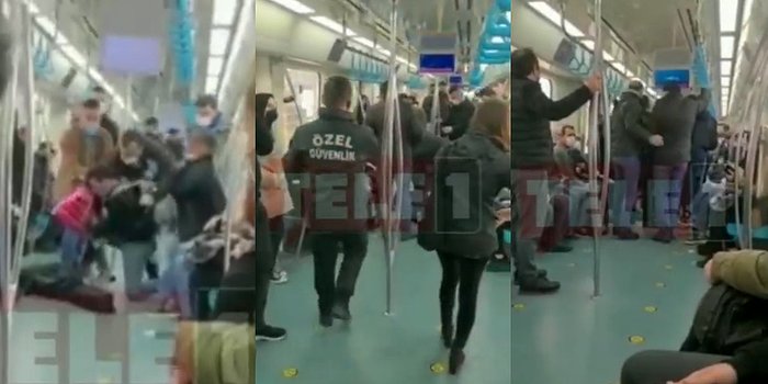 Marmaray'da Gitar Çalan Genç, Güvenlik Görevlileri Tarafından Yaka Paça Dışarı Atılmaya Çalışıldı