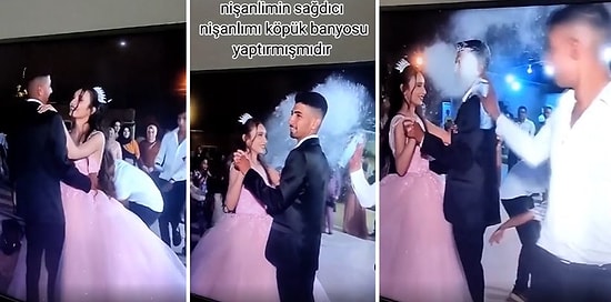 Gelin ile Dans Eden Damada Köpük Banyosu Yaptıran Sağdıç