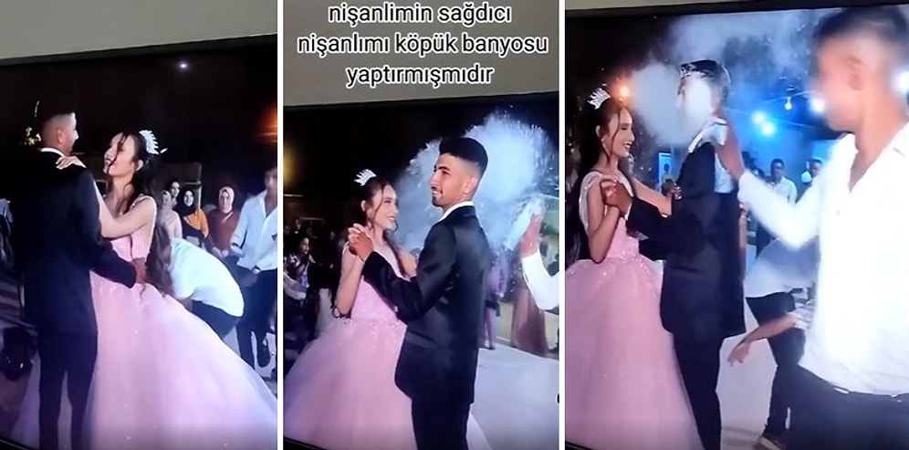 Gelin ile Dans Eden Damada Köpük Banyosu Yaptıran Sağdıç