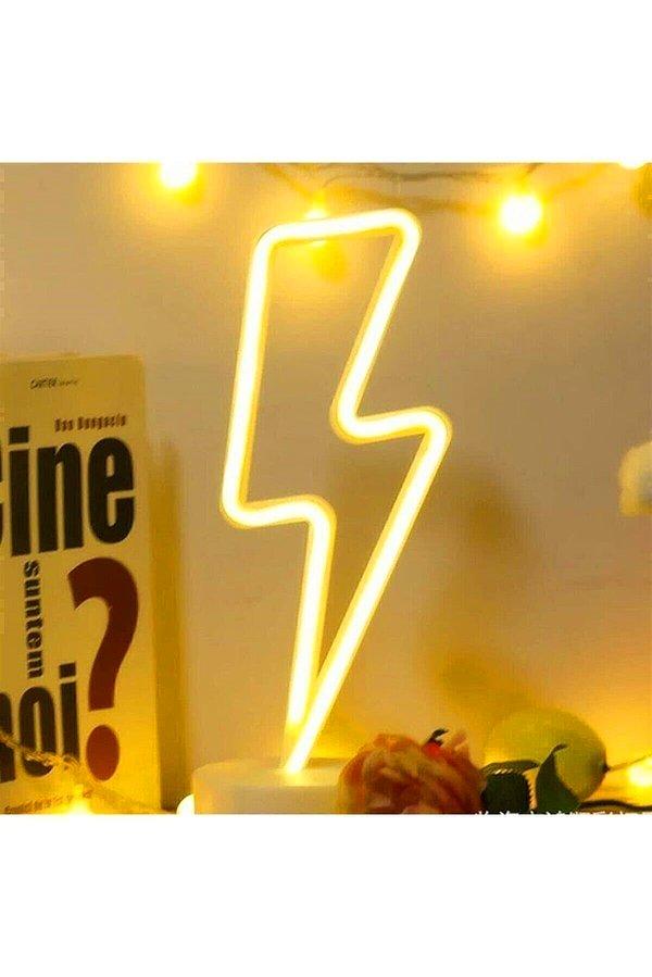 9. TechnoSmart Sarı Şimşek Model Neon Led Işıklı Masa Lambası
