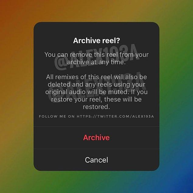 Instagram, Reels paylaşımlarınızı arşivlemenize imkan sağlayacak.