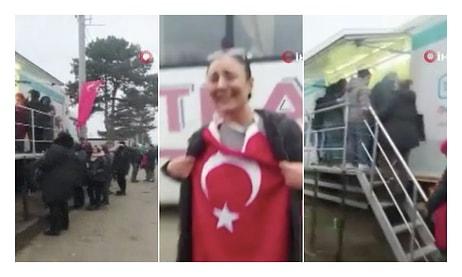 Gözyaşlarını Tutamadı! Ukrayna'ya Gönderilen Mobil Yardım TIR'ında Türk Bayrağına Sarılan Kadın