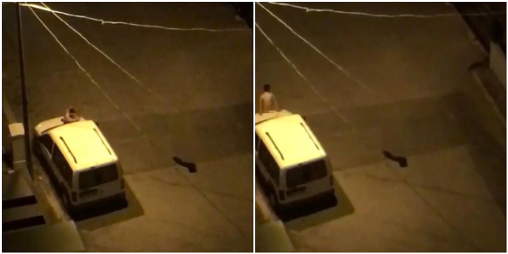 Mahalleliden Dayak Yedi! Sokakta Soyunup Aracın Üzerine Yattı