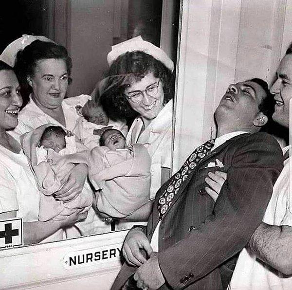 14. 1946 yılında New York'ta üçüz bebekleri olduğunu öğrenen baba 😂