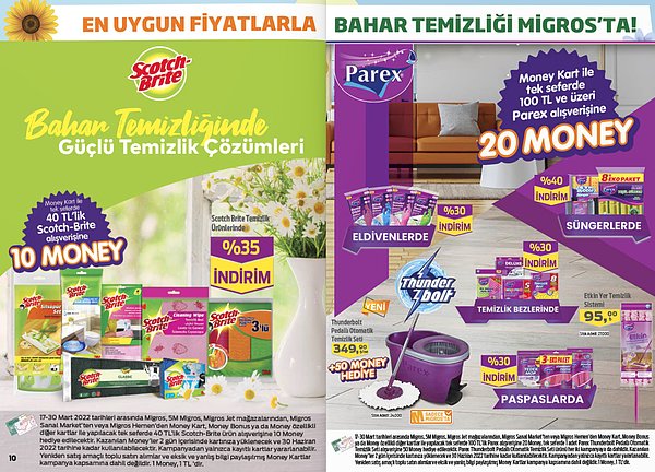 Money Kart ile tek seferde yapacağınız 40 TL ve üzeri Scotch-Brite alışverişleriniz 10 Money Puan;