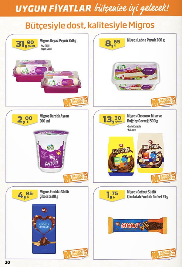 Migros Labne Peynir 200 g 8,65 TL.