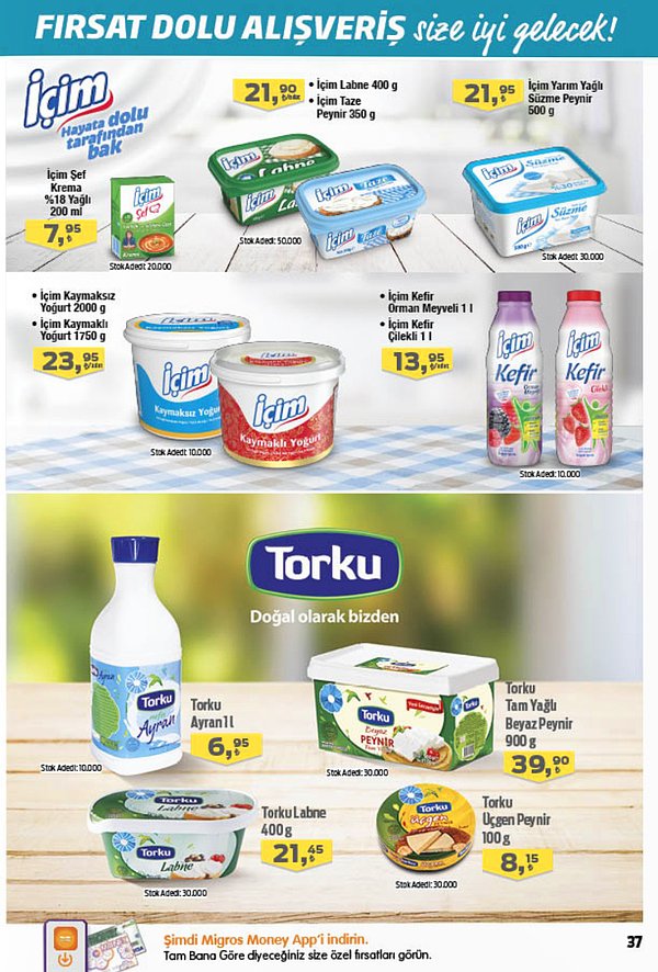 İçim Kefir Orman Meyveli/Çilekli 1 L 13,95 TL.