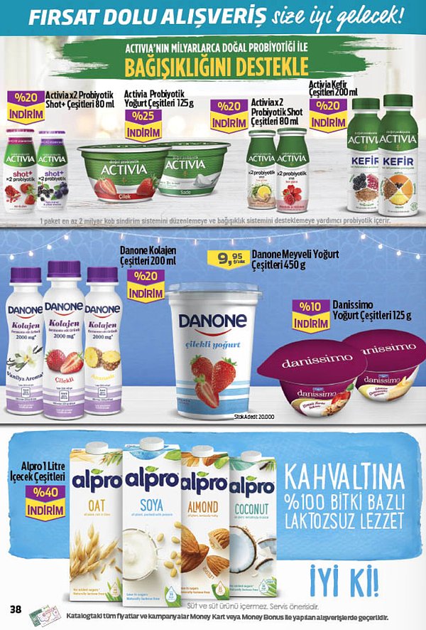 Alpro 1 L içecek çeşitleri %40 indirimli.