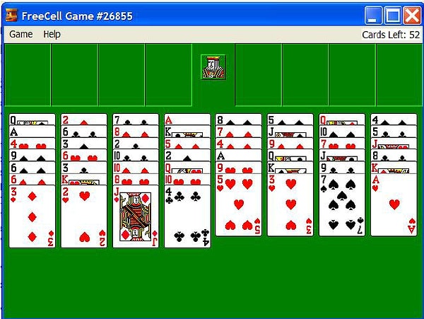 FreeCell ise 32 bit 16 bit sistemler arasındaki uyumluluğu belirtmek için sunulmuştu.