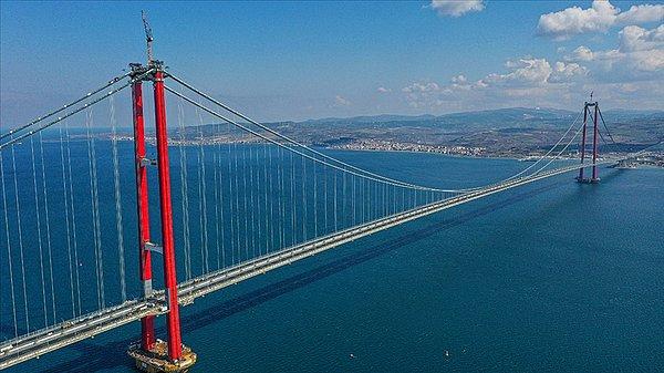 Köprü uzunluğu 4 bin 608 metre, kule yüksekliği 318 metre