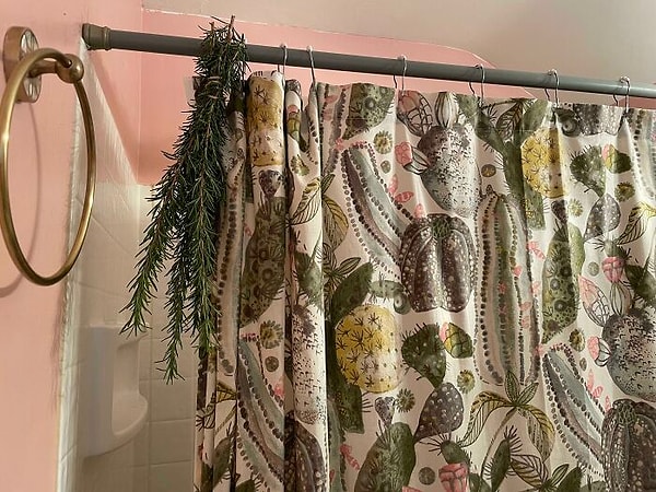 4. Я использую веточки розмарина, чтобы освежить ванную - пар из душа усиливает запах, сохраняя запах свежести в ванной