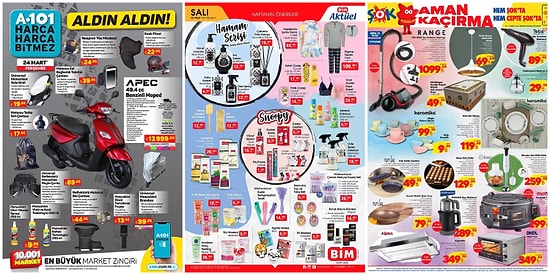 İndirim Günleri Başlıyor: 21 - 27 Mart Haftasında A101, BİM ve ŞOK Aktüel Ürünler Listesinde Neler Var?