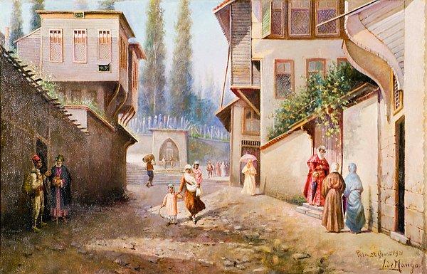 15. Eyüp'te Bir Sokak - Leonardo de Mango (1843-1930)