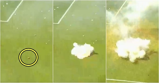 Arjantin'de Oynanan Derbi Öncesinde Sahaya Atılan El Bombasının Patladığı Anlar