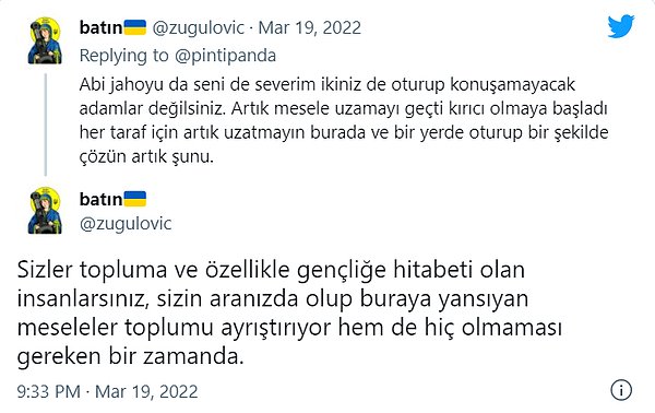 11. Bu mesele ve son olaylar üzerinden bir süredir araları bozuk olan Jahrein ve PintiPanda'ya barış çağrıları da geldi.