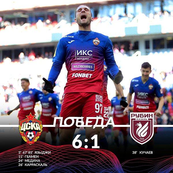 1. CSKA Moskova'da forma giyen Yusuf Yazıcı, Rubin Kazan’ı 6-1 yendikleri maçta hat-trick yaptı.
