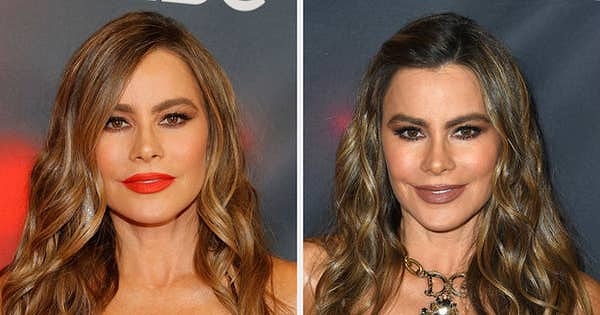 София Вергара выглядит лучше с красной помадой или без нее?