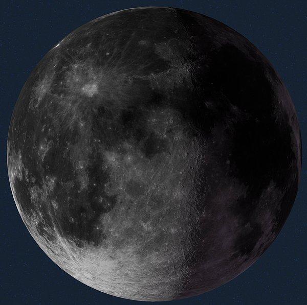 Bugün Ay'a baktığınızda böyle görünecek yani yarısı kadarı aydınlık sadece ve gece 12 gibi doğup sabah 9 gibi batıyor.