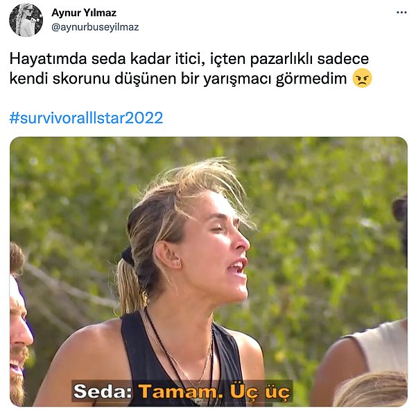 Herkes kendi skorunu düşünür ama nedense Seda göze batıyor.