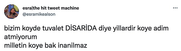 4. Dışarı tuvaleti kokusu burnuma geldi anlık.