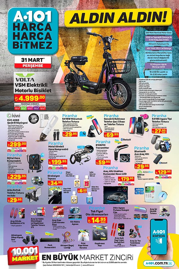 Volta VSM Elektrikli Motorlu Bisiklet 4.999 TL.