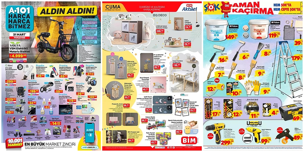 İndirim Günleri Başlıyor: 28 Mart - 3 Nisan Haftasında A101, BİM ve ŞOK Aktüel Ürünler Listesinde Neler Var?