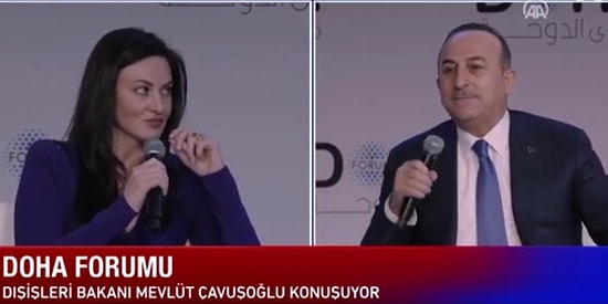 Doha Forumu'nda Gazeteci Hadley Gamble, Mevlüt Çavuşoğlu'nun Lafını Kesince İkili Arasında Gerginlik Yaşandı