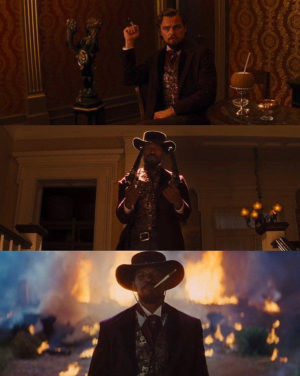 7. Zincirsiz filminde, Calvin Candie'nin filmin başında giydiği kıyafetleri, Django filmin sonunda giyiyor.