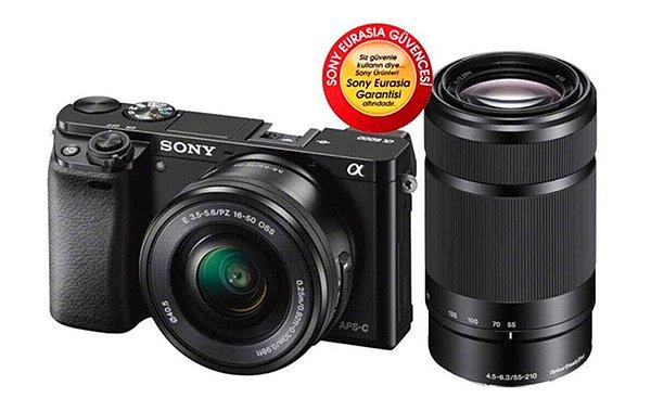7. Sony A6000 16-50 + 55-210mm lensli fotoğraf makinesi.