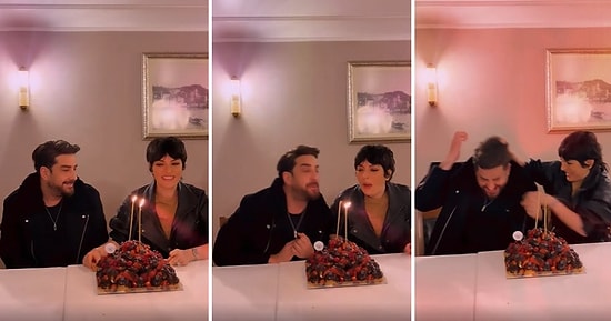 Ezgi Mola'nın Doğum Günü Pastasındaki Mumlara Enis Arıkan Üfledi Ortaya Eğlenceli Görüntüler Çıktı