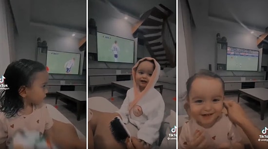 Babasına Banyo Yaptığını Söyleyip Saçlarını Taratan Ufaklığın Sevimlilik Patlaması Yaşadığı Muhteşem Anlar