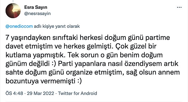 14. Doğum günü yaza gelenler beğendi bile.