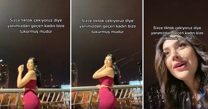 TikTok Videosu Çeken Genç Kızlara Tüküren Yaşlı Kadın