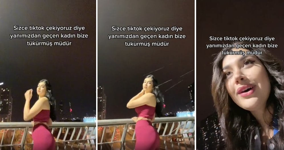 TikTok Videosu Çeken Genç Kızlara Tüküren Yaşlı Kadın