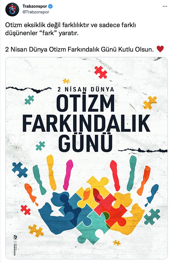 Etkinliklerle birlikte Twitter'da da pek çok kurum ve kişi Otizm Farkındalık Günü'ne özel paylaşımlar yaptı 👇