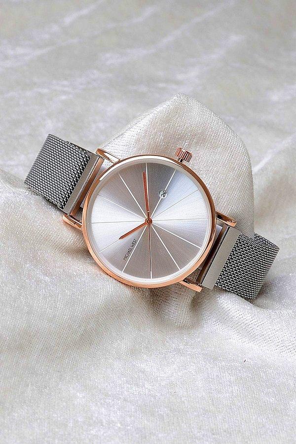 1. Gümüş renk havalı bir saat modeli için;