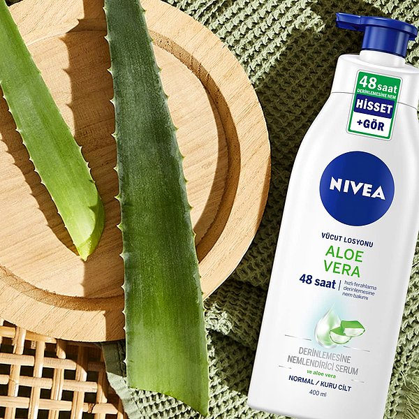 13. Vücut bakım ürünlerinde yıldızımız Nivea aloe veralı vücut losyonu.