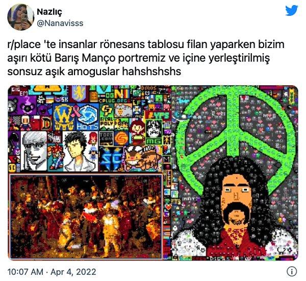 8. Alanda devasa bir de Barış Manço portresi yer alıyor. Hemen yanında ise dünyaca ünlü Gece Devriyesi tablosu var. Bu tablo da yok olmaktan çoğunlukla Türk kullanıcıların desteği ile kurtulanlar arasında.