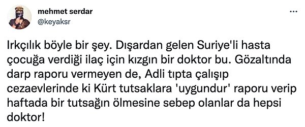 Diğer yandan da yapılan paylaşımın ırkçı bir yaklaşım olduğunu belirtenler de oldu.