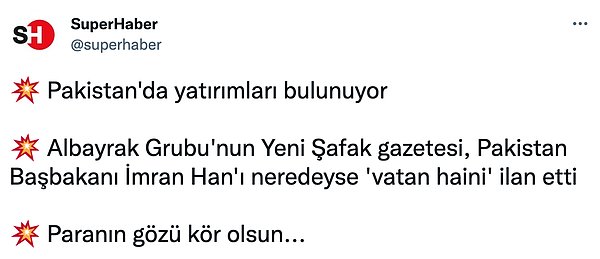 İddialara göre Yeni Şafak'ın bağlı olduğu Albayrak Grubu'nun Pakistan'da yatırımları bulunuyor.