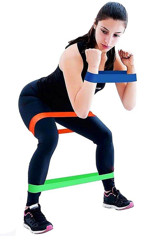 5. Farklı dirençteki pilates squat çalışma lastiği.
