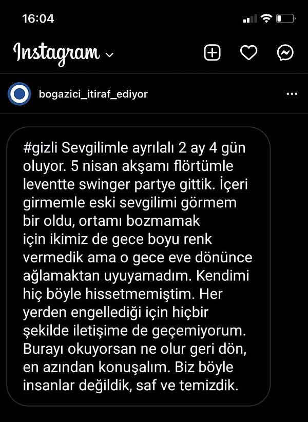 Swinger ilişkiler sık sık da sosyal medyada karşımıza çıkıyor. Şimdi de "Boğaziçi İtiraf Ediyor" sayfasına gelen bir Swinger itirafı gündem oldu. Yeni ayrıldığı sevgilisini Swinger partisinde gören kullanıcının itirafı dikkat çekti.