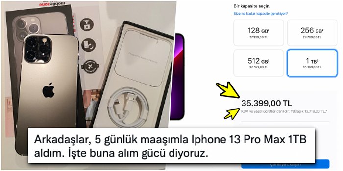 5 Günlük Maaşıyla 'iPhone 13 Pro Max 1 TB' Aldığını Söyleyen Vatandaş, Sosyal Medyada Tartışma Yarattı!